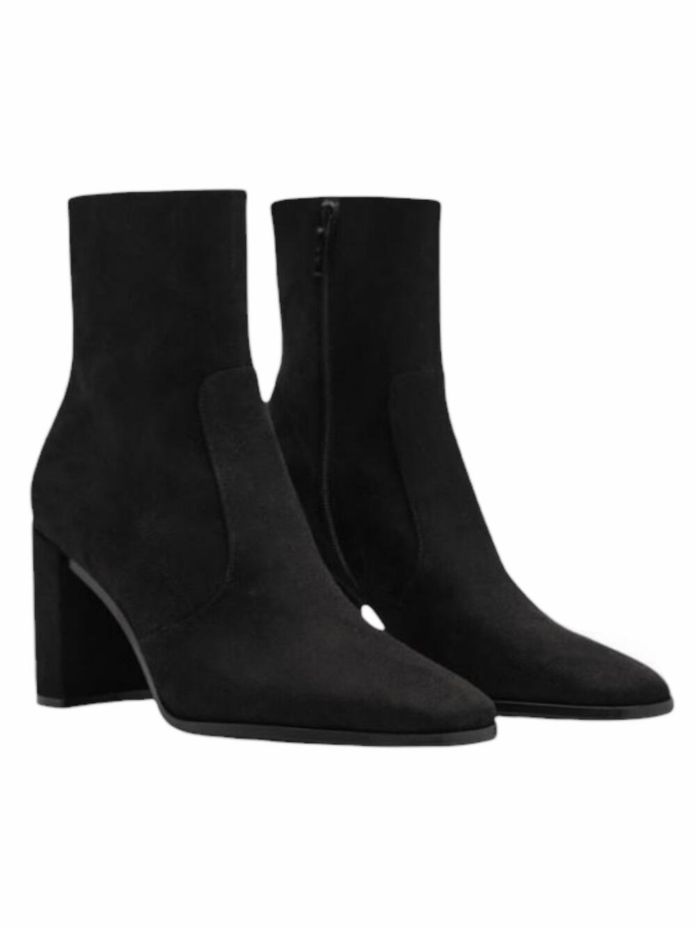 Mango MNG Faux Suede Block Heel Ankle Boots Black Size 37/ US 6.5